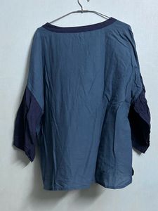 Navy Blue Cotton Embroidered Top