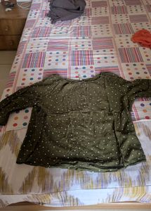 Olive Green Polka Dot Top