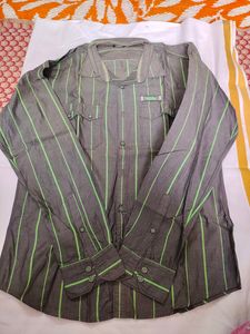 Men Casual Shirt - Green Striped