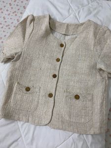 Viral Buttoned Top In Khakhi Color