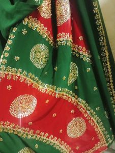 Heavy Stones Embroidered Saree With Blouse