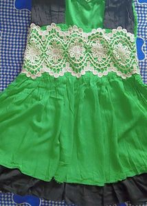 Green & Black Casual Dress