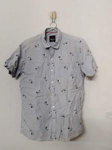 Used Zeus M Size Shirt Half Hands Floral