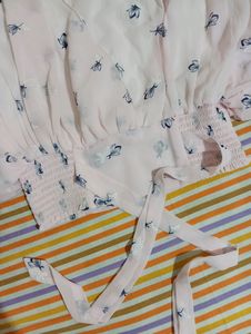 Crop Top With Frill Sleeves