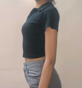 Women Polo Crop Tee