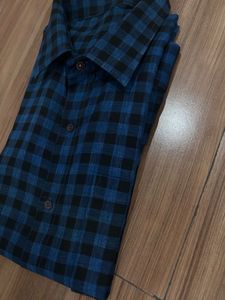 Blue Black Check Pattern Shirt