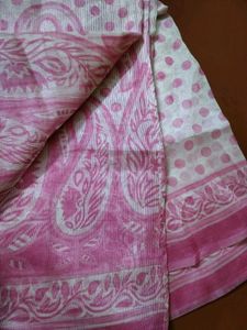 Pink & White Paisley Polka Dot Saree