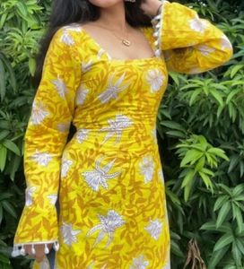 Yellow Floral Kurta Set