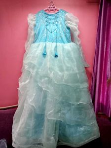 NEW SKY BLUE LAYER DESIGN GOWN WITH NECK DUPATTA