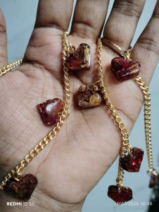 Heart Charm Bracelet With Real Rose