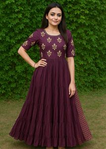 Purple Ethnic Party Gown (Padded)