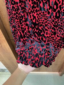 Liz &amp; Me red and black leopard print stretch top.