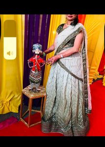 Elegant Green &amp;designer Lehenga &amp; Saree 2 In One
