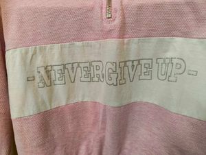 Pastel Pink- Cropped Cotton Blend Sweatshirt