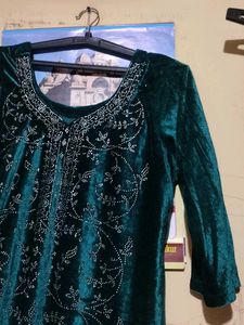 Emerald Green velvet Kurta