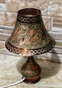 Vintage Style Turkeys copper Floral Table Lamp