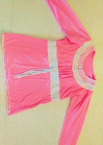 Pink Lace Trim Tunic