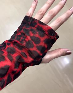 Red Leopard Print Long Sleeve Top