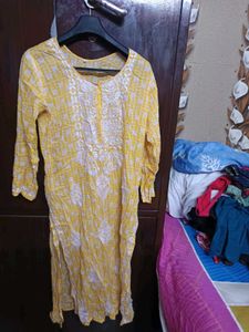 Yellow Chikankari Kurti