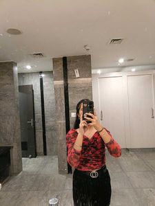 Red & Black Tie-Dye Top