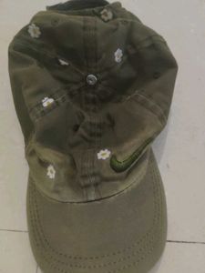 Nike Hat - Olive Green with Flower Details