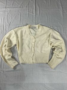 Korean Cream Cropped Cardigan