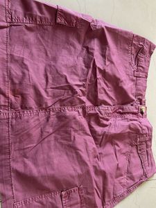 Dark Pink Denim Mini Skirt