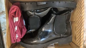 Black Patent Leather Ankle Boots