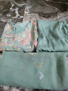 Nice Olive Colour Salwar Big Pant Long Dupatta