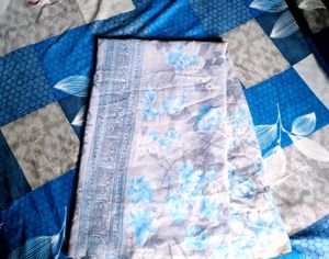 🤍✨Eligent Sky And Silver Floral Saree