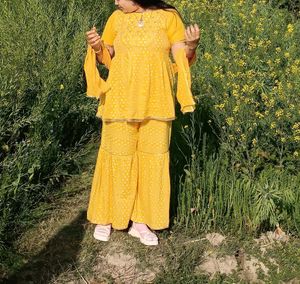 Yellow Printed Kurta Set