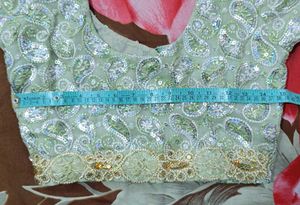 Embellished Mint Green Fully Stiched Saree