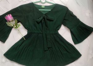 Green Tie-Front Top