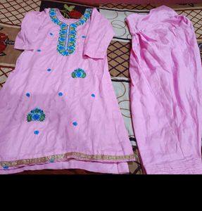 Pink Embroidered Kurta Set