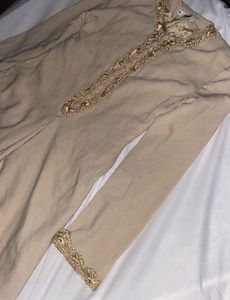 Beige Gotta Work Full Sleeve Anarkali Kurta