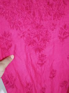 Embroidered Pink Kurta With Pant
