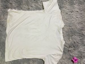 White Textured Layered Tee