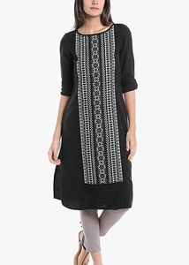 Naari 3 Quarter Sleeves Round Neck Kurti