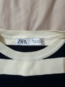 Zara Blue White Striped Top Size S