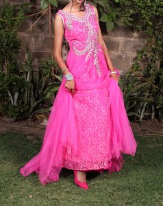 Silk And Net Pink Gown