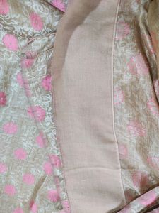 Cream &amp; Pink Colored Saree