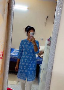 Blue Floral Print Mini Dress