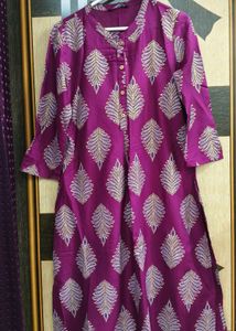 Purple Leaf Print Kurti