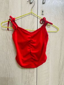 Red Ruched Crop Bralette