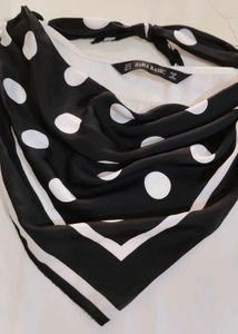Zara White Top with Polka Dot Scarf