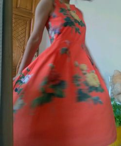 LABEL RITU KUMAR Raika Orange Floral Cotton Dress