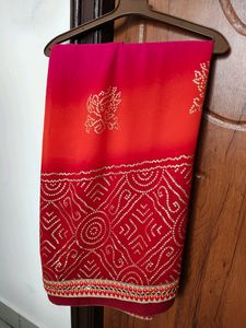 Pink And Organge Georgette Saree