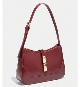 Women Shoulder Bag Glossy Square Red