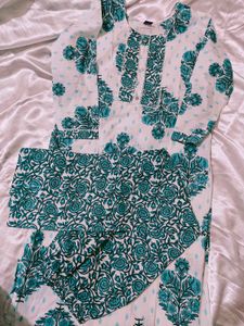 Green Floral Kurti Set