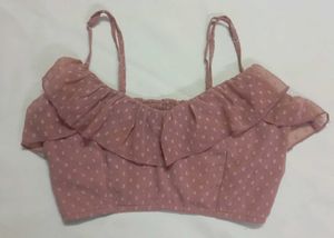 Pich Polka Dot Crop Top